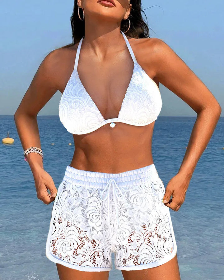 Adelina™ | Elegante conjunto de bikini de encaje en color sólido