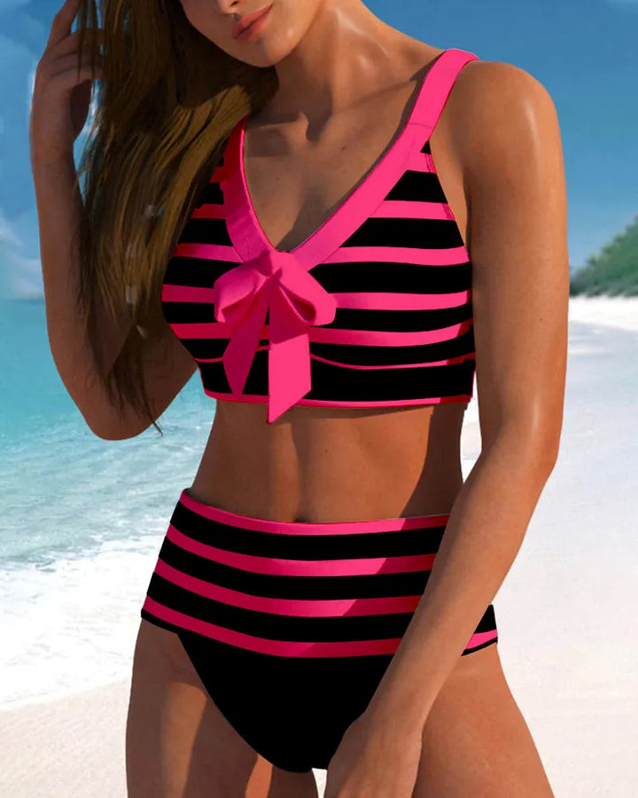 Agripina™ | Bikini de talle alto a rayas