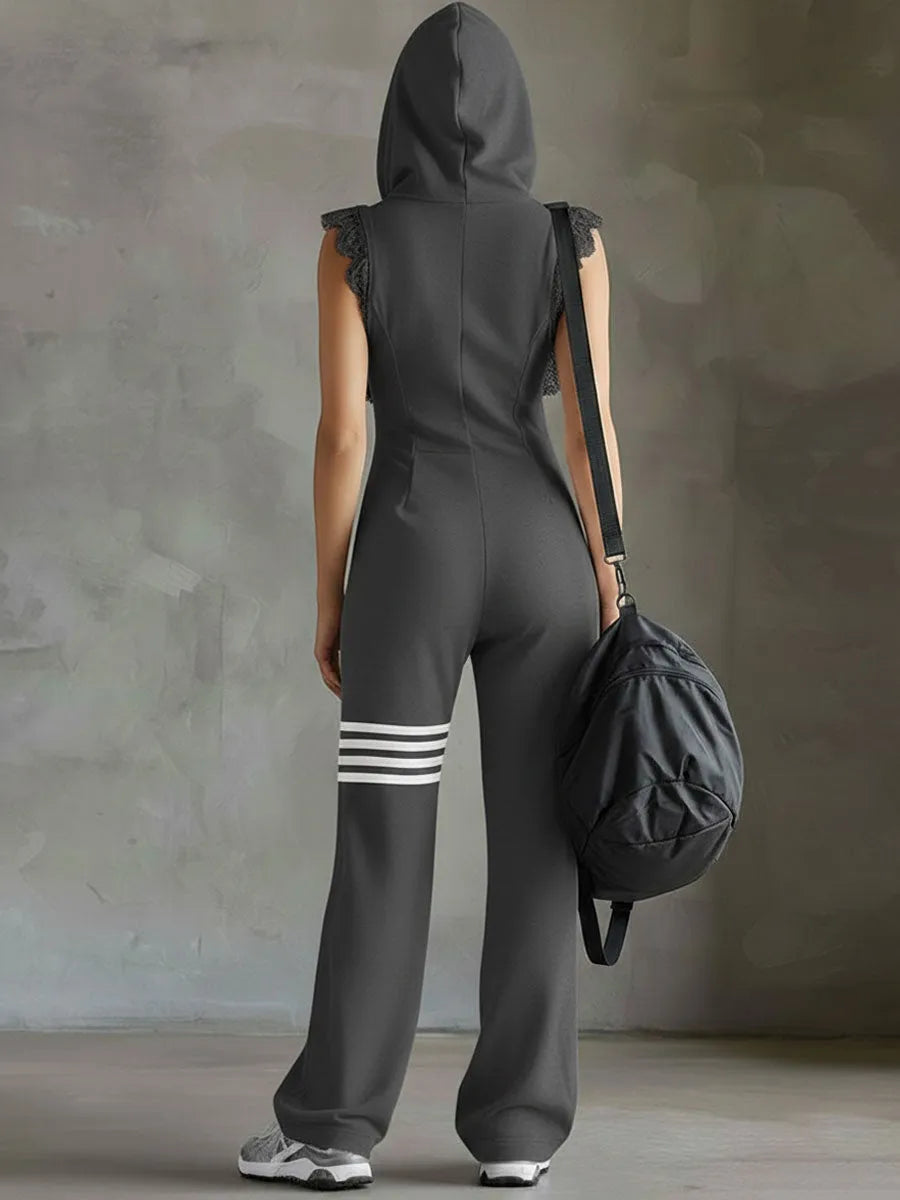 Giada™ | Mono Deportivo Retro: Capucha, Rayas y Sin Mangas