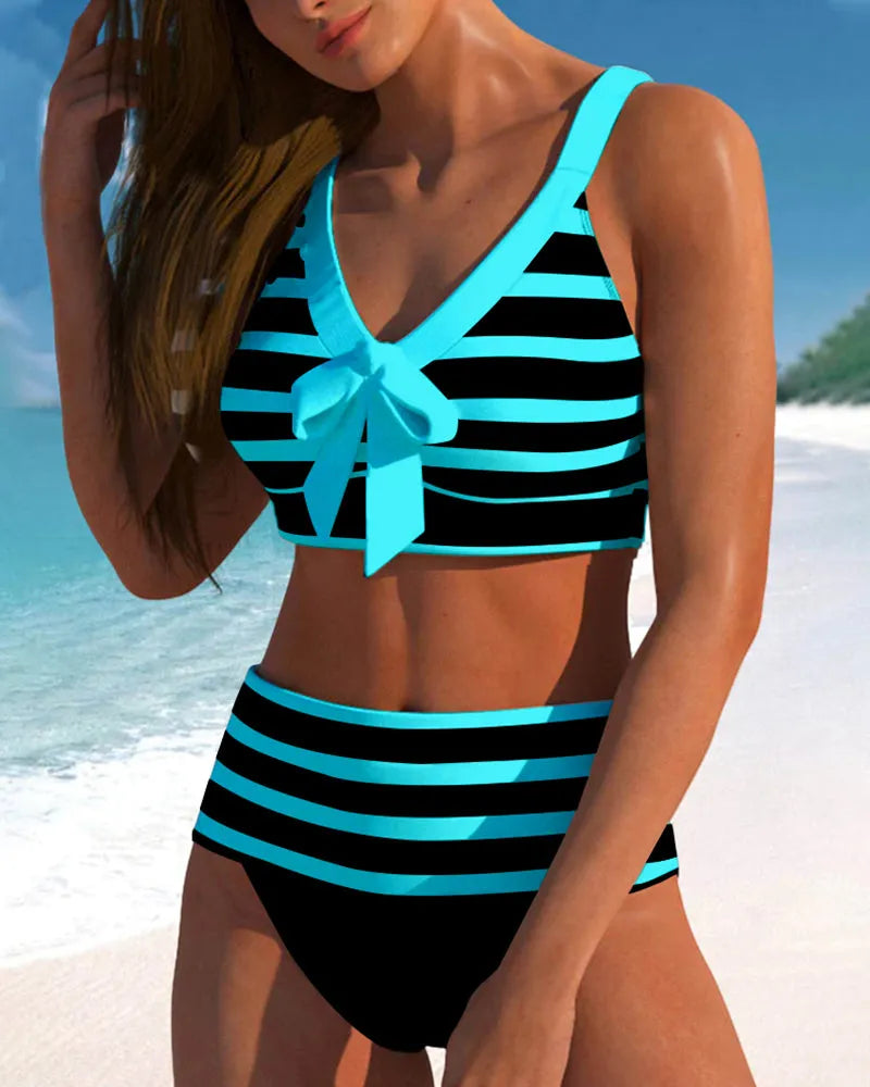 Agripina™ | Bikini de talle alto a rayas