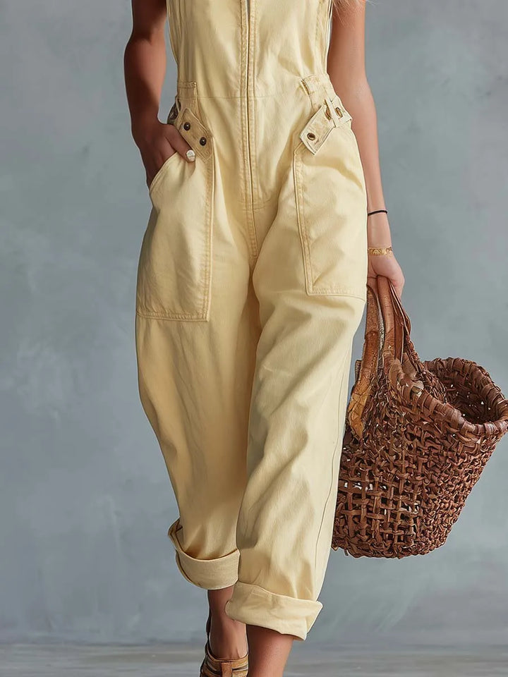 Greta™ | Mono Vaquero Vintage: Escote Cuadrado y Tirantes Anchos