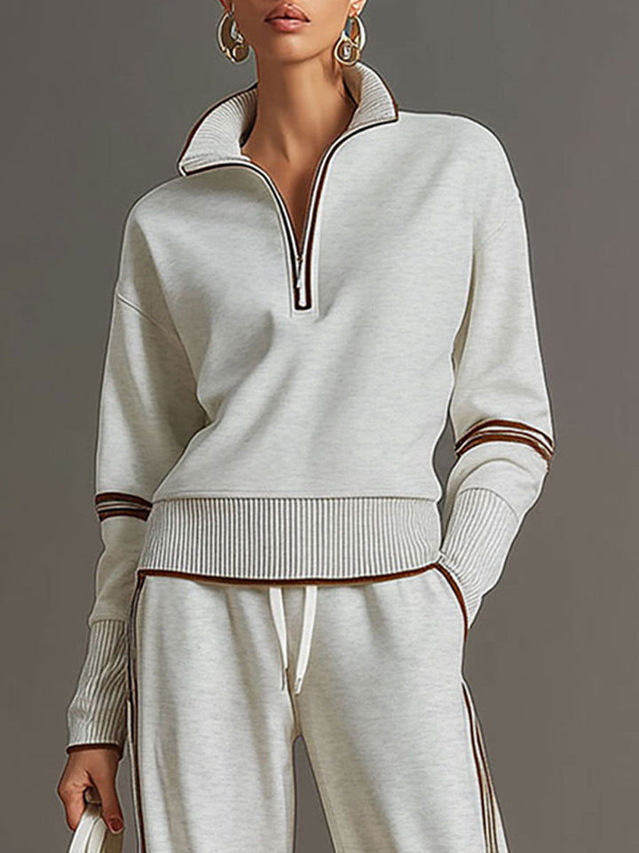Priscilla™ | Conjunto Deportivo Elegante: Sudadera Media Cremallera y Pantalón Ancho