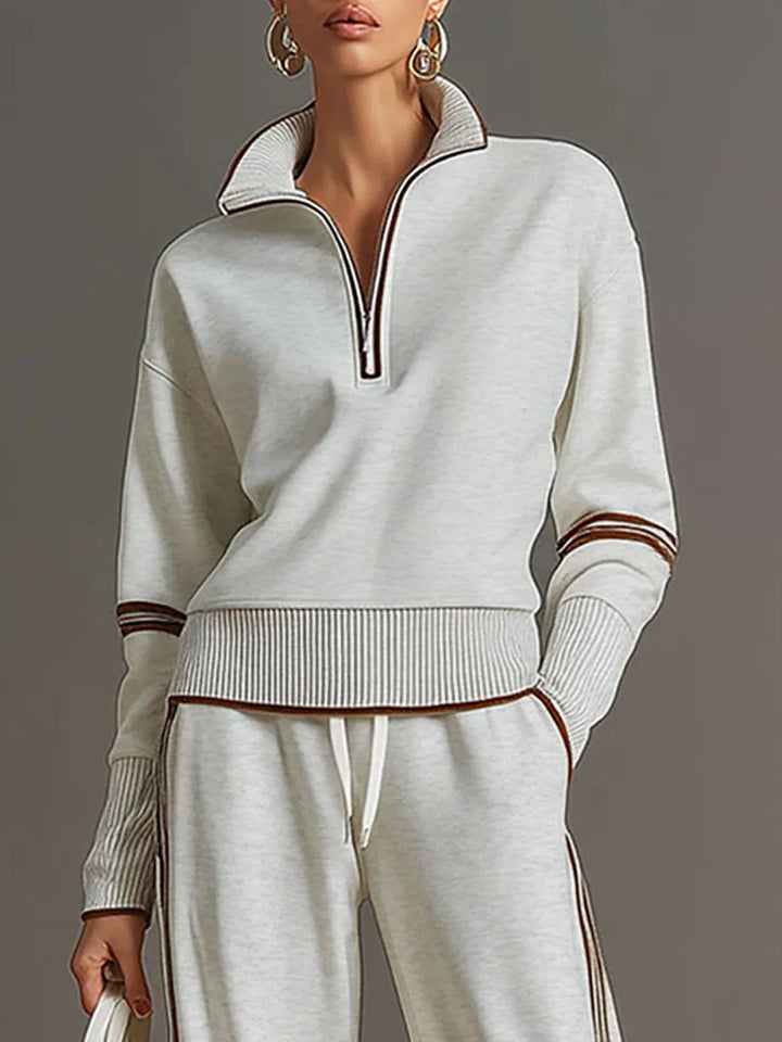 Priscilla™ | Conjunto Deportivo Elegante: Sudadera Media Cremallera y Pantalón Ancho