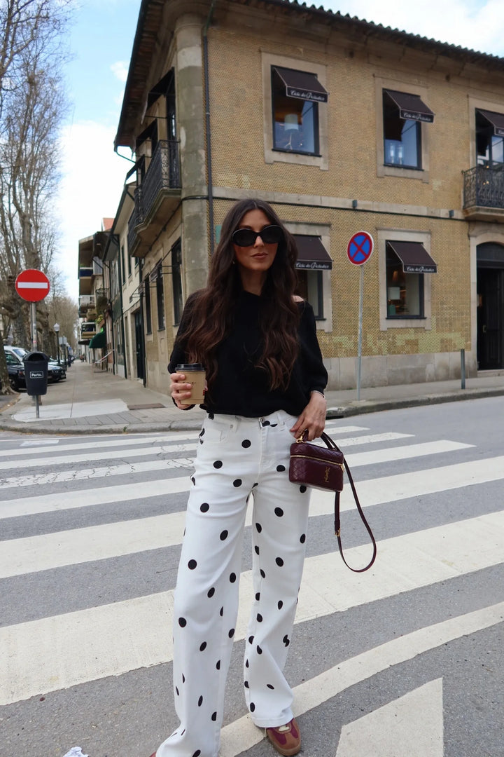 Ariadna™ | Pantalones de pierna ancha con lunares