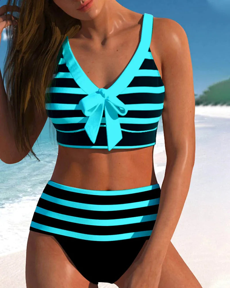 Agripina™ | Bikini de talle alto a rayas
