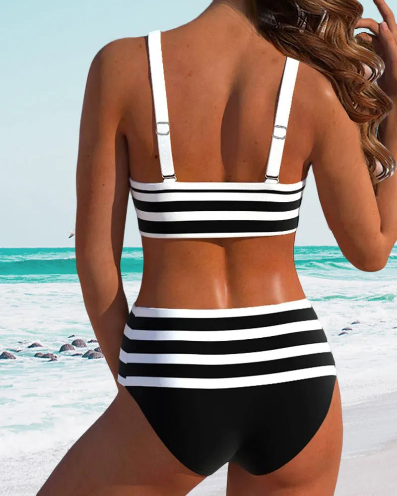 Agripina™ | Bikini de talle alto a rayas