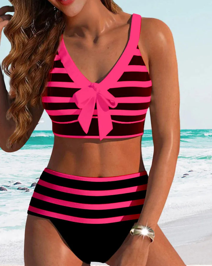 Agripina™ | Bikini de talle alto a rayas