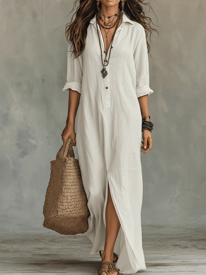 Soline™ | Vestido Maxi con Botones: Corte Fluido y Amplio