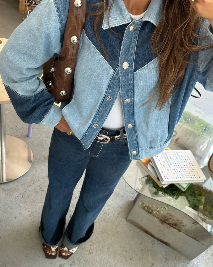 Yolanda™ | Vaqueros de pierna ancha azul oscuro