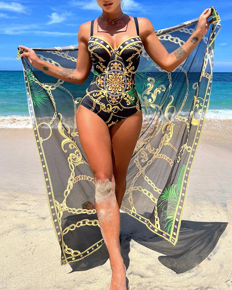 Bonifacia™ | Traje de baño entero con efecto push-up y falda de playa a juego