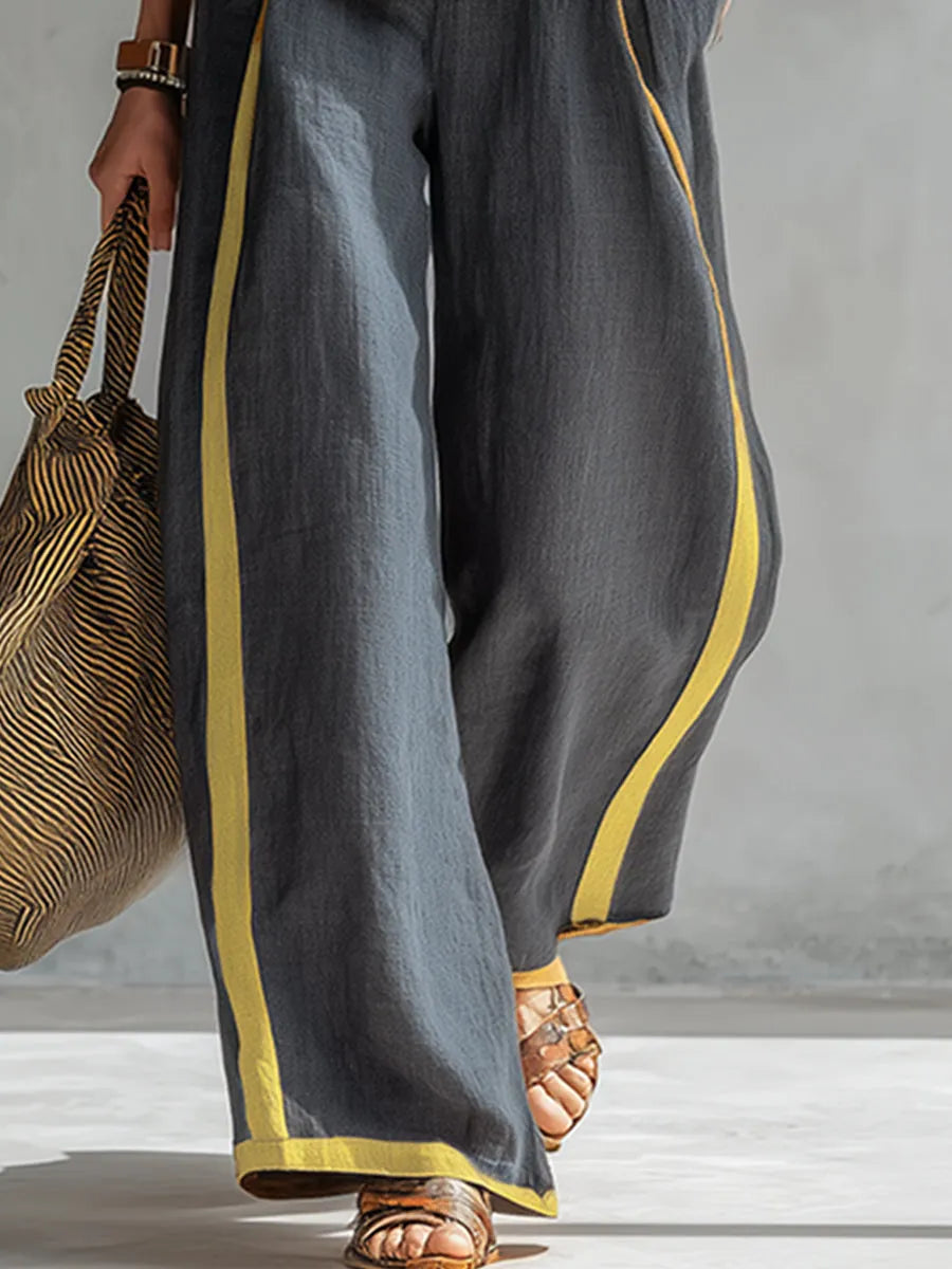 Leila™ | Conjunto Elegante de Algodón y Lino: Top y Pantalón