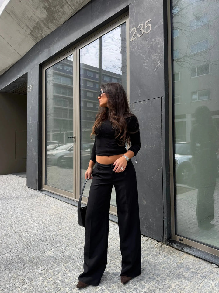 Carolyn™ | Pantalones de tiro bajo en negro