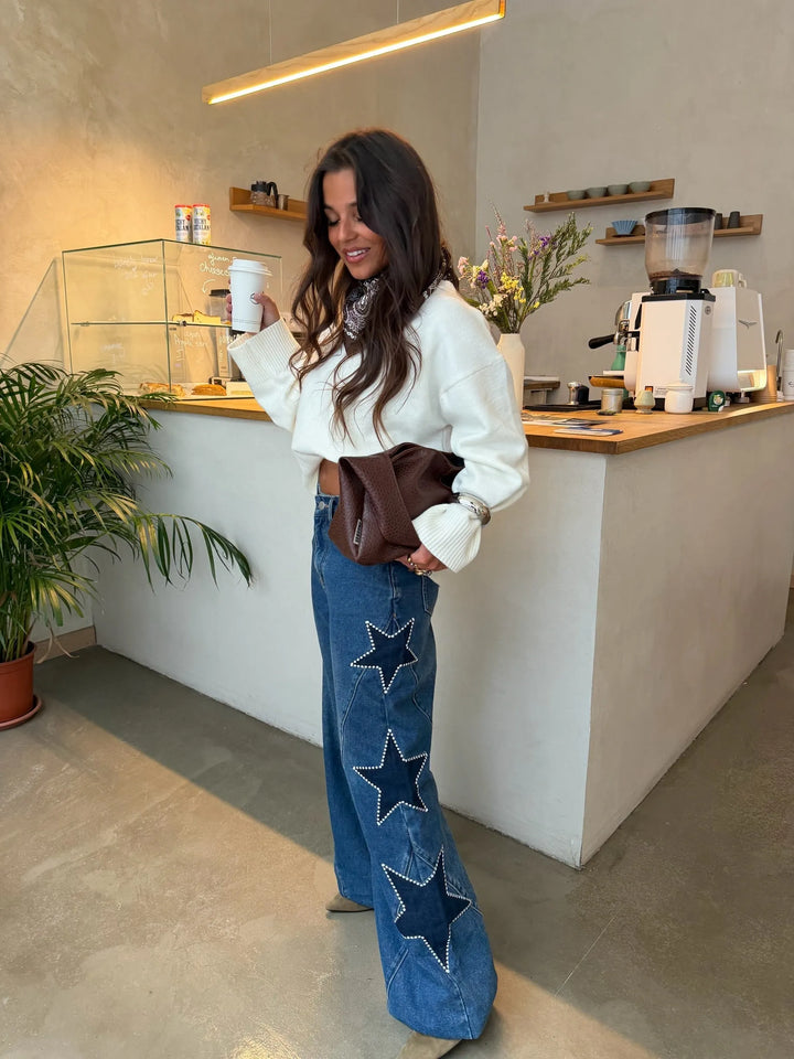 Marina™ | Vaqueros de denim con estrella en azul oscuro