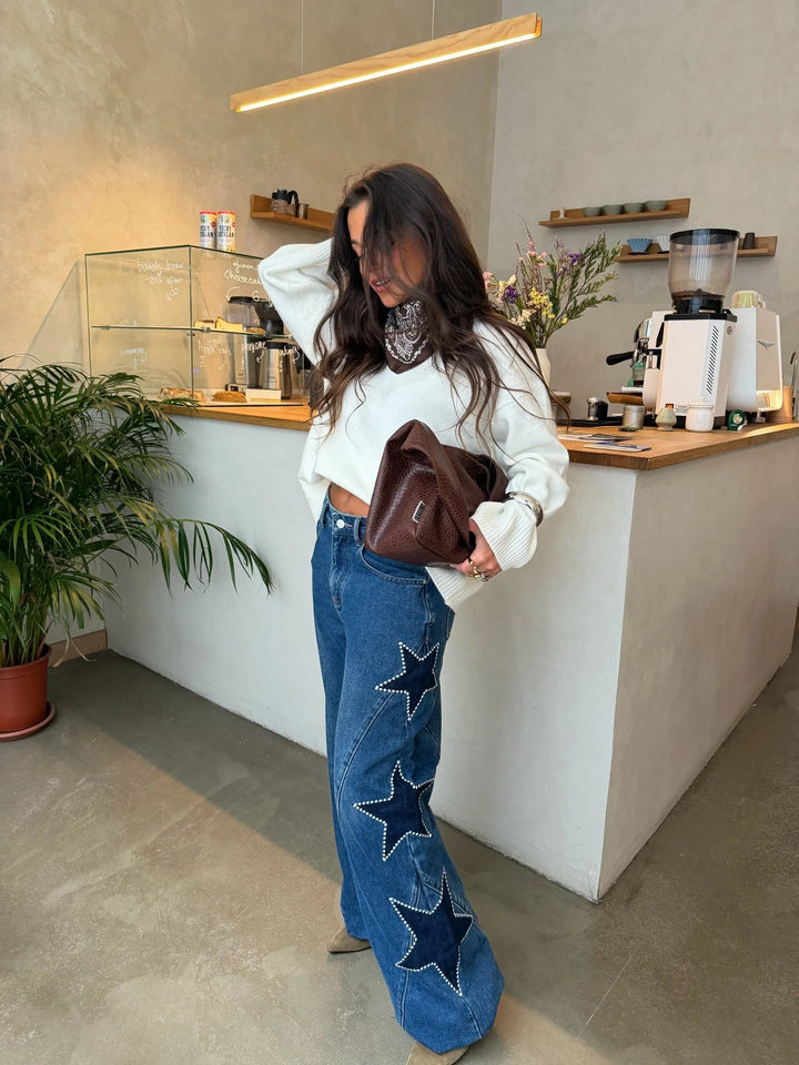 Marina™ | Vaqueros de denim con estrella en azul oscuro
