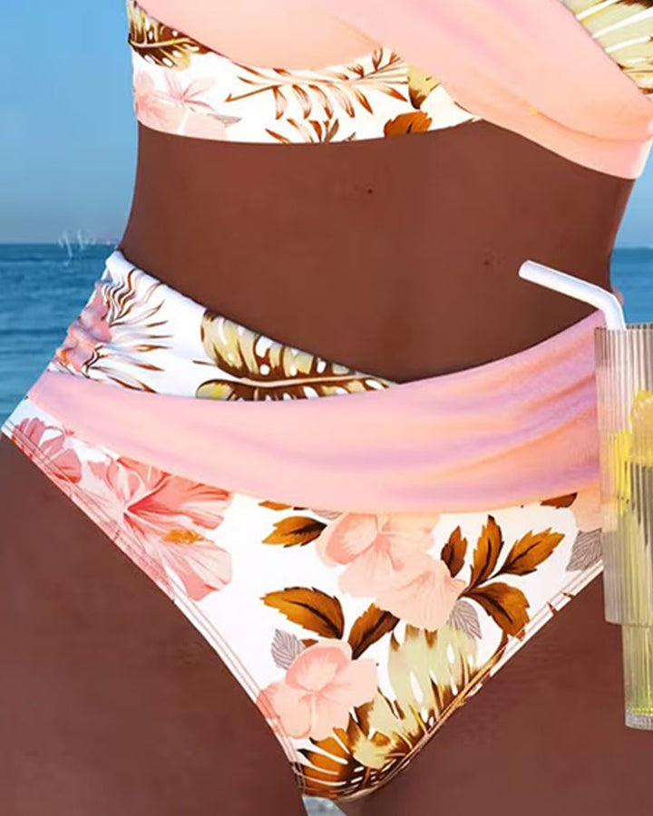 Anabel™ | Bikini con estampado floral en contraste y abertura