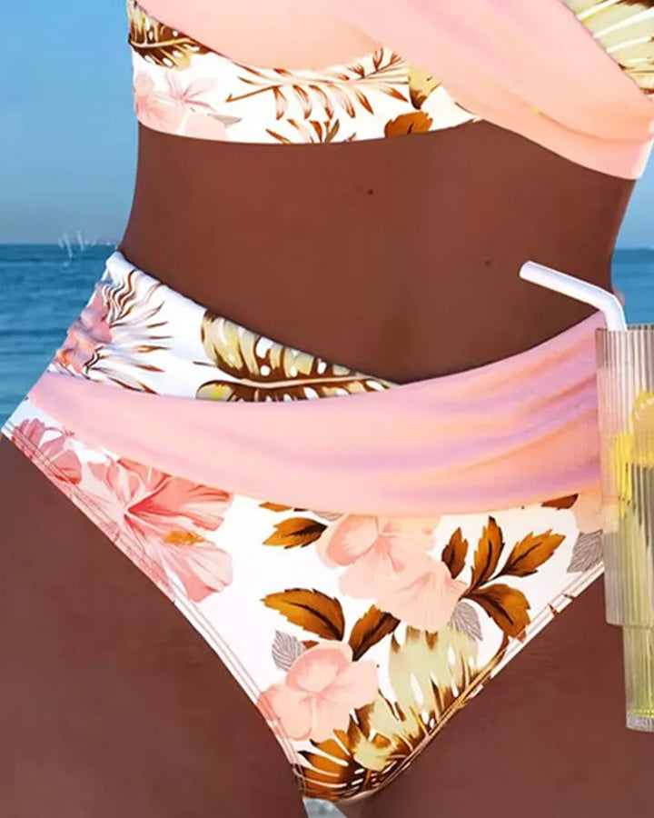 Anabel™ | Bikini con estampado floral en contraste y abertura