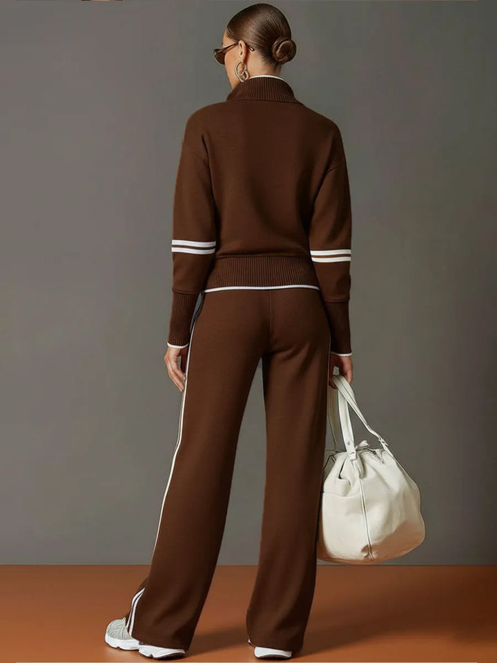 Priscilla™ | Conjunto Deportivo Elegante: Sudadera Media Cremallera y Pantalón Ancho