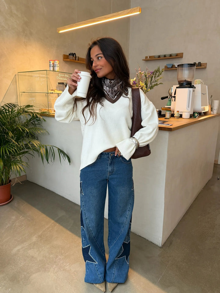 Marina™ | Vaqueros de denim con estrella en azul oscuro
