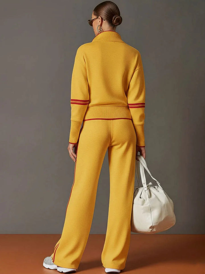 Priscilla™ | Conjunto Deportivo Elegante: Sudadera Media Cremallera y Pantalón Ancho
