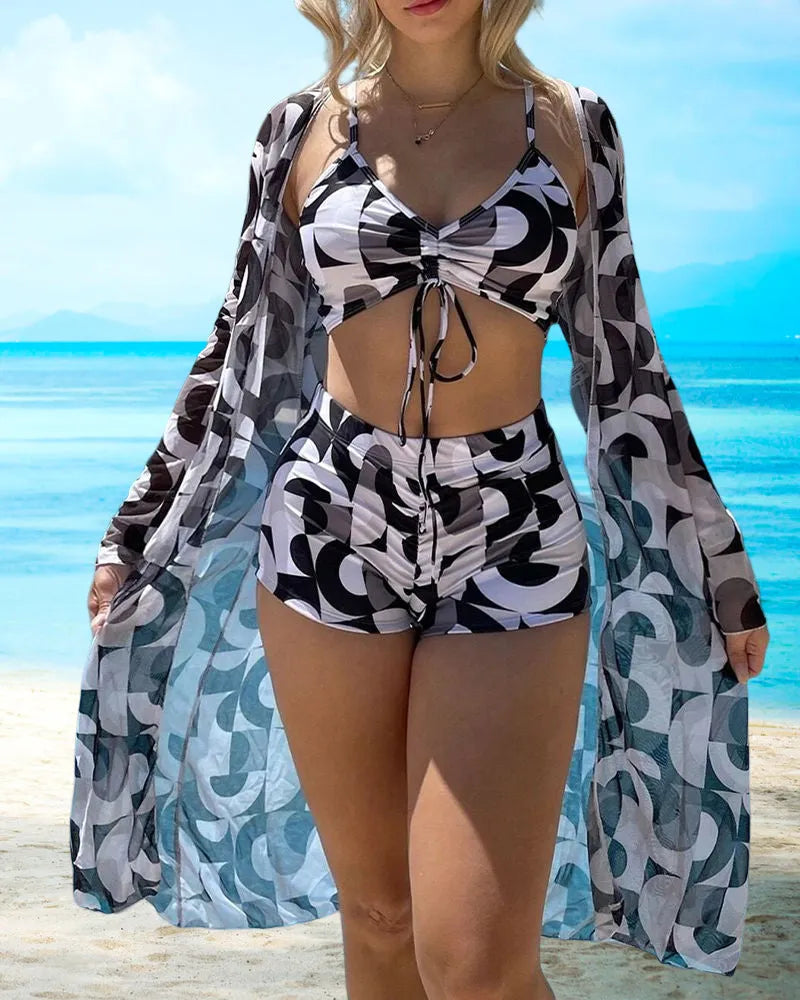 Edelmira™ | Conjunto de bikini de 3 piezas con estampado