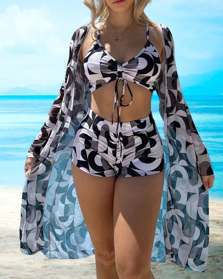 Edelmira™ | Conjunto de bikini de 3 piezas con estampado