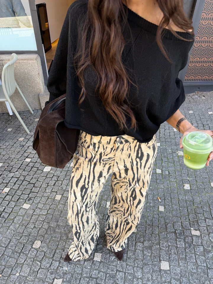 Zaida™ | Pantalones de pierna ancha con estampado de cebra