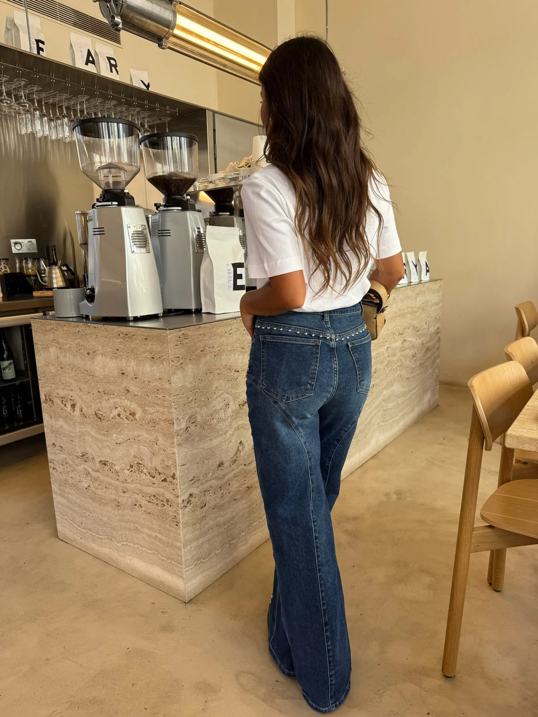 Selene™ | Vaqueros de denim de pierna ancha con tachuelas