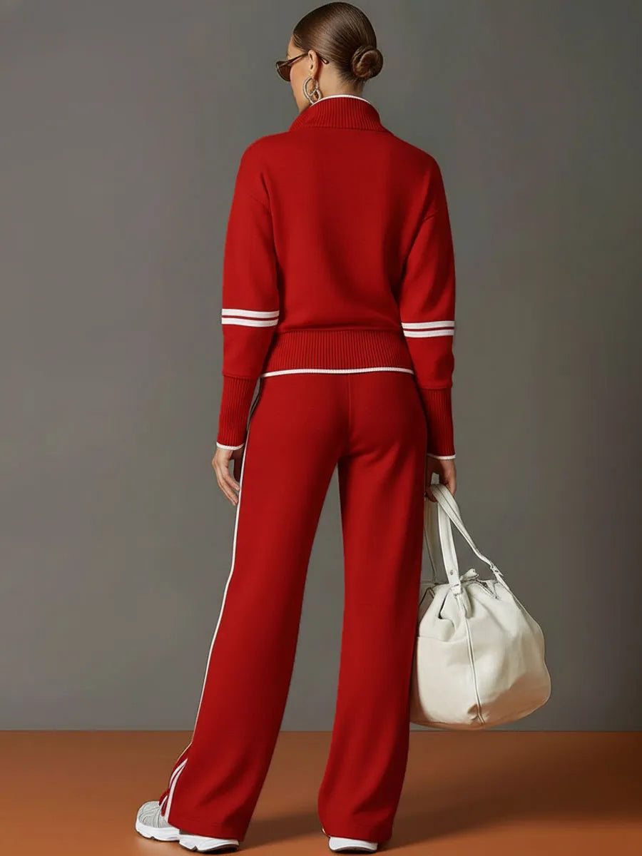Priscilla™ | Conjunto Deportivo Elegante: Sudadera Media Cremallera y Pantalón Ancho