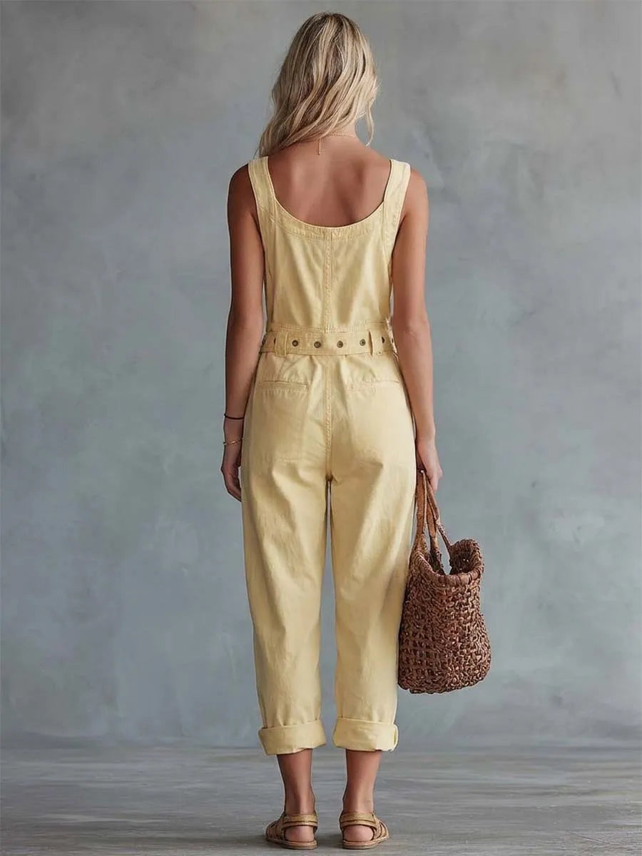 Greta™ | Mono Vaquero Vintage: Escote Cuadrado y Tirantes Anchos