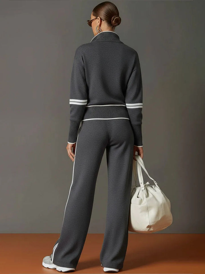 Priscilla™ | Conjunto Deportivo Elegante: Sudadera Media Cremallera y Pantalón Ancho
