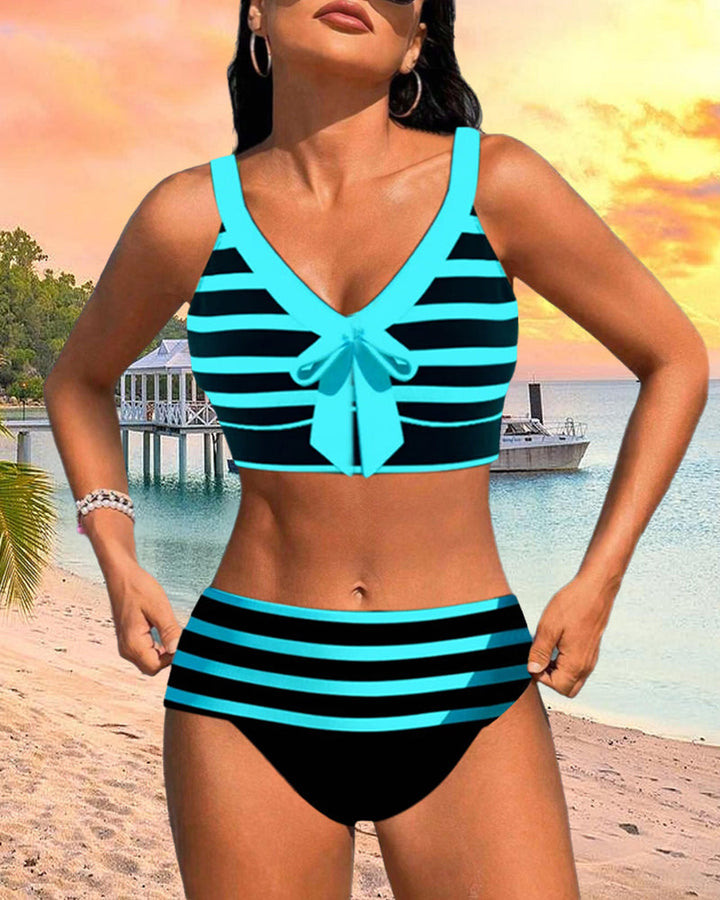 Agripina™ | Bikini de talle alto a rayas