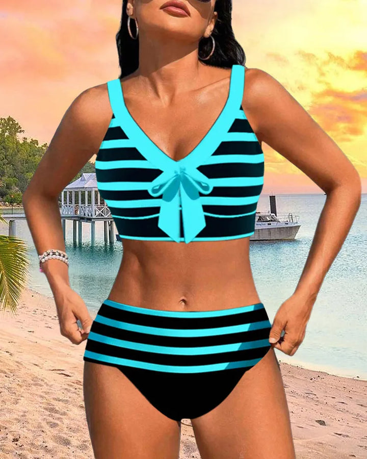 Agripina™ | Bikini de talle alto a rayas