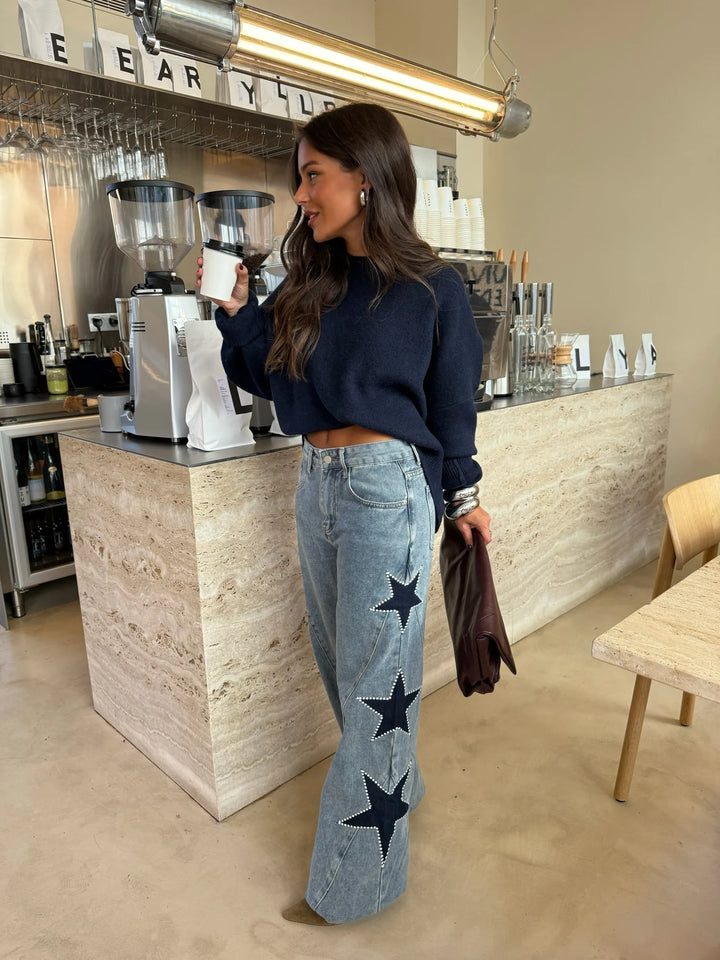 Estefanía™ | Vaquero denim con estrella negra