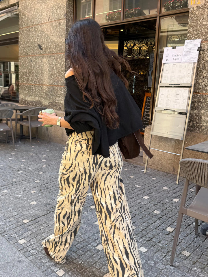 Zaida™ | Pantalones de pierna ancha con estampado de cebra