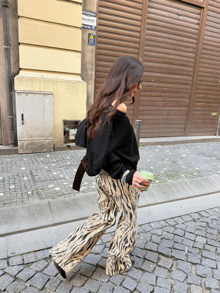 Zaida™ | Pantalones de pierna ancha con estampado de cebra