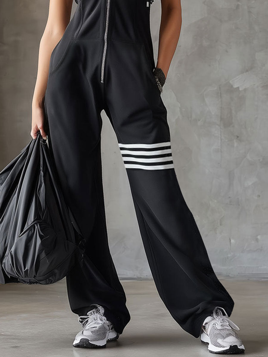 Giada™ | Mono Deportivo Retro: Capucha, Rayas y Sin Mangas