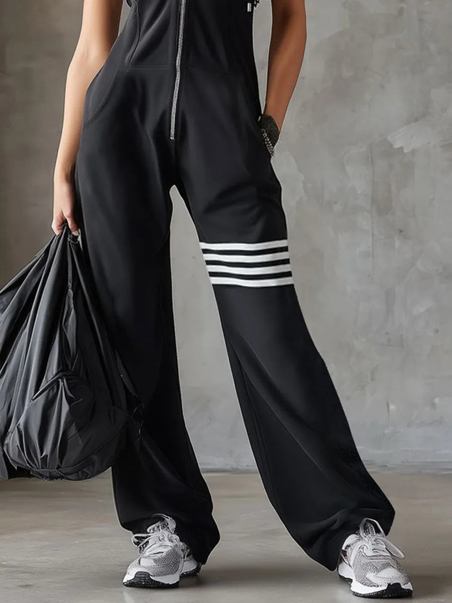 Giada™ | Mono Deportivo Retro: Capucha, Rayas y Sin Mangas