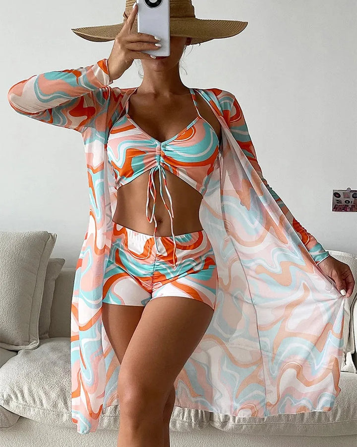 Edelmira™ | Conjunto de bikini de 3 piezas con estampado