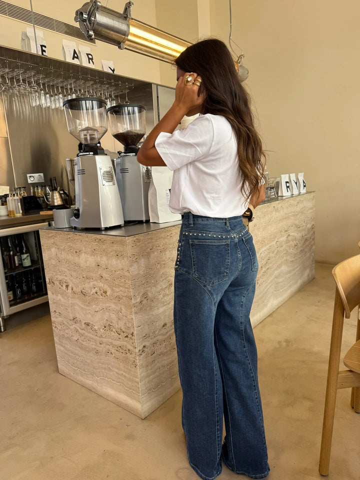 Selene™ | Vaqueros de denim de pierna ancha con tachuelas