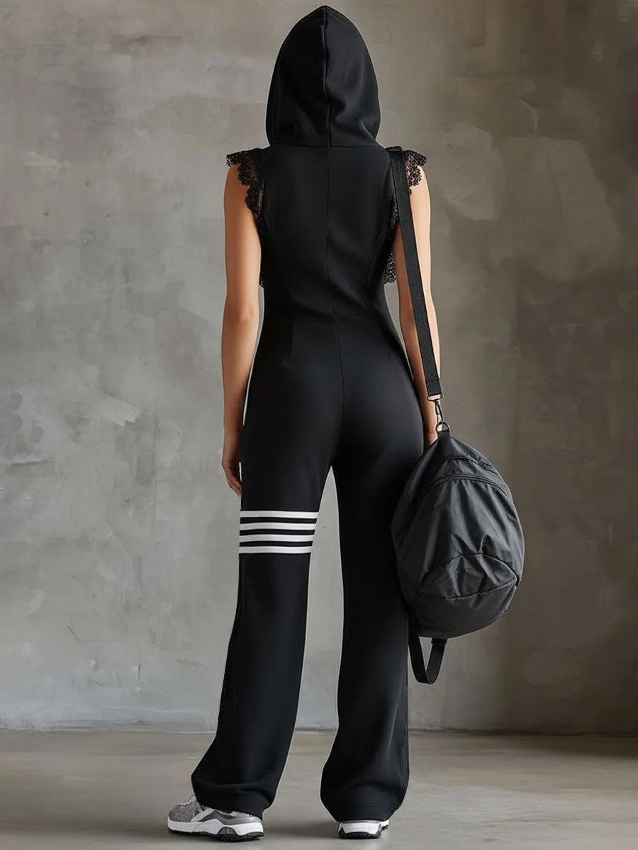 Giada™ | Mono Deportivo Retro: Capucha, Rayas y Sin Mangas