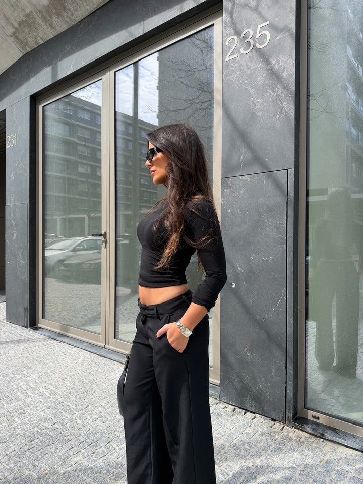 Carolyn™ | Pantalones de tiro bajo en negro