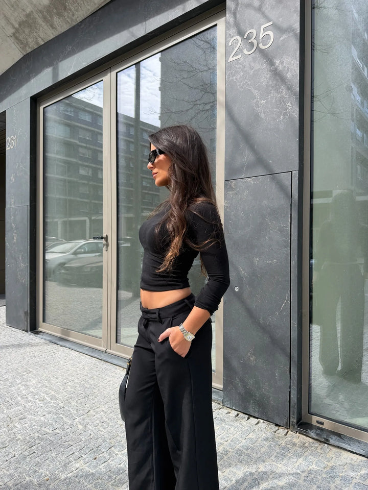 Carolyn™ | Pantalones de tiro bajo en negro
