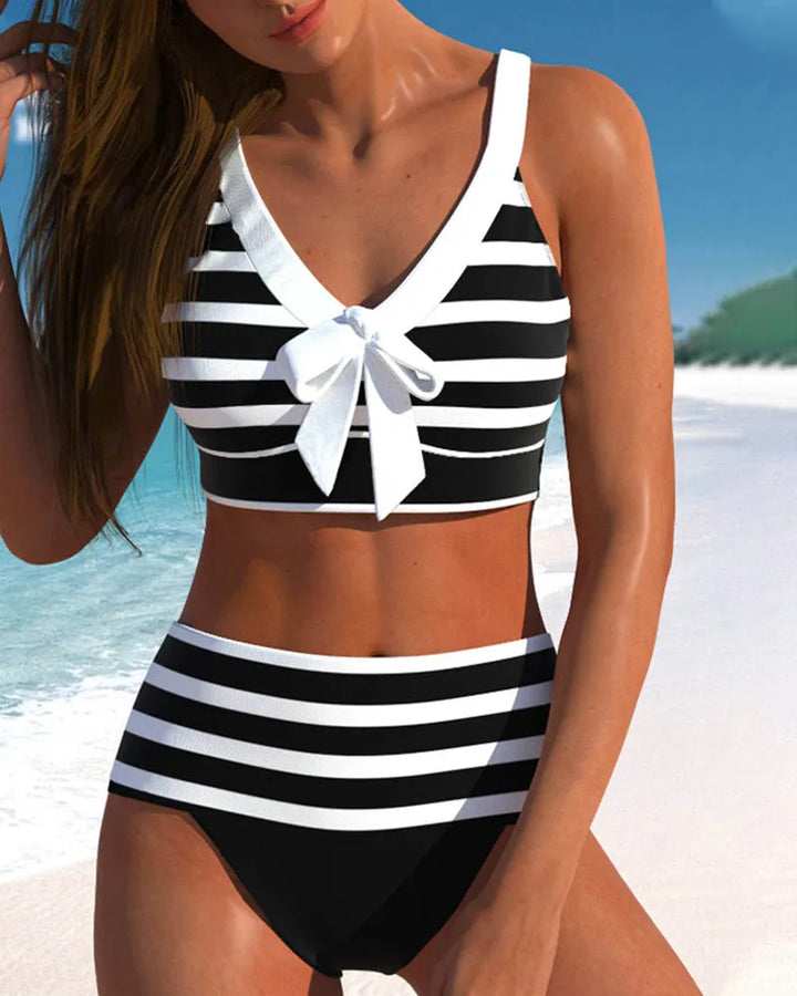 Agripina™ | Bikini de talle alto a rayas