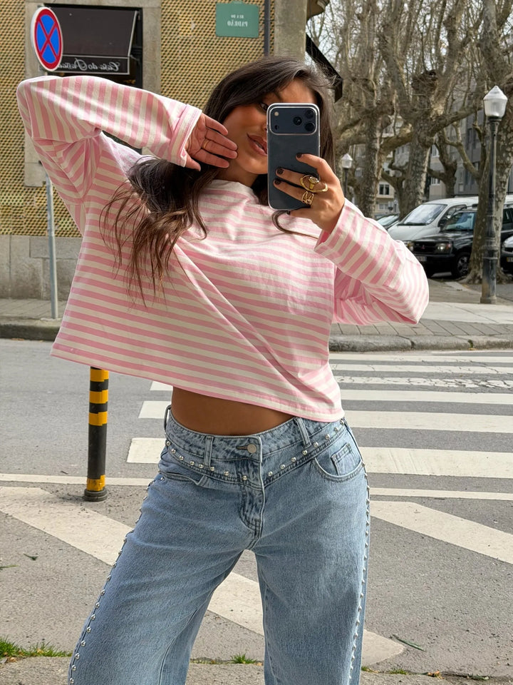 Rocío™ | Jeans de denim con tachuelas