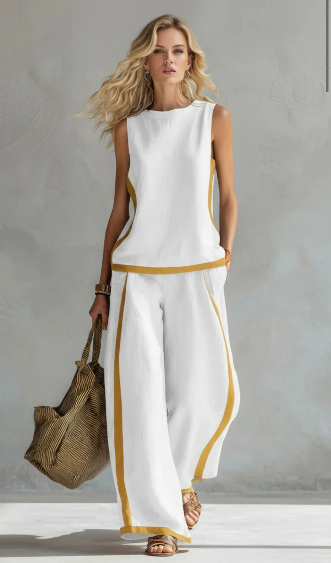 Leila™ | Conjunto Elegante de Algodón y Lino: Top y Pantalón