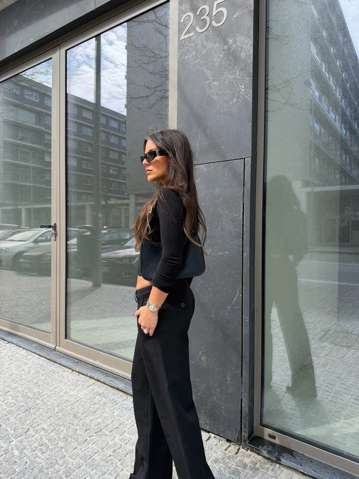 Carolyn™ | Pantalones de tiro bajo en negro