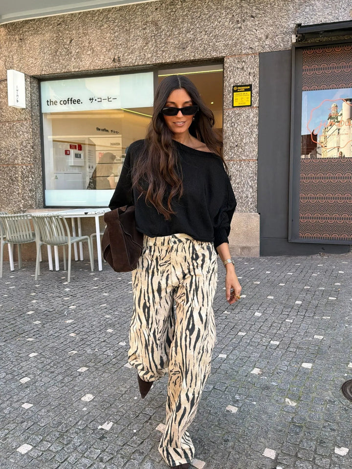 Zaida™ | Pantalones de pierna ancha con estampado de cebra
