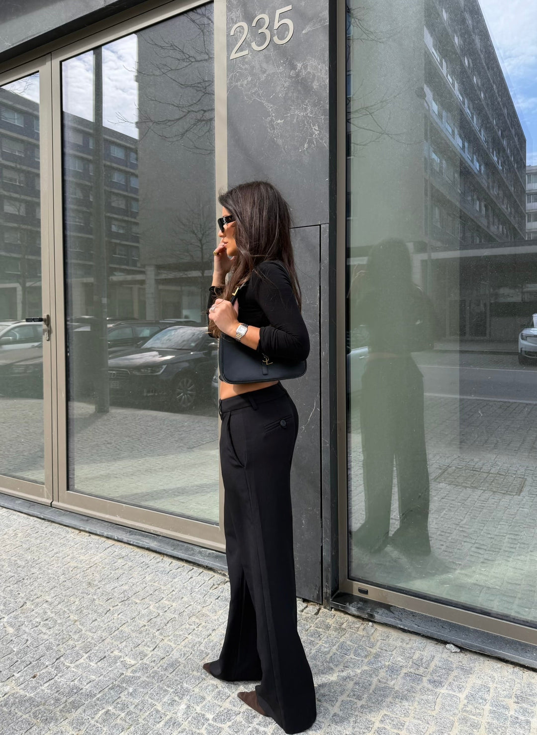 Carolyn™ | Pantalones de tiro bajo en negro