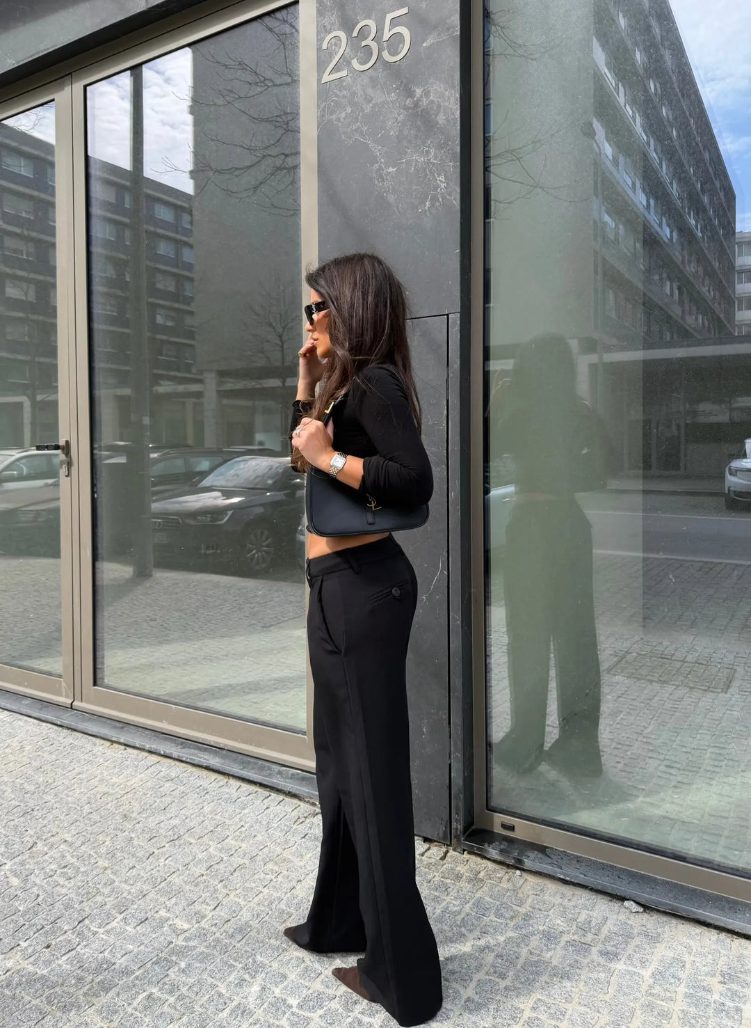 Carolyn™ | Pantalones de tiro bajo en negro