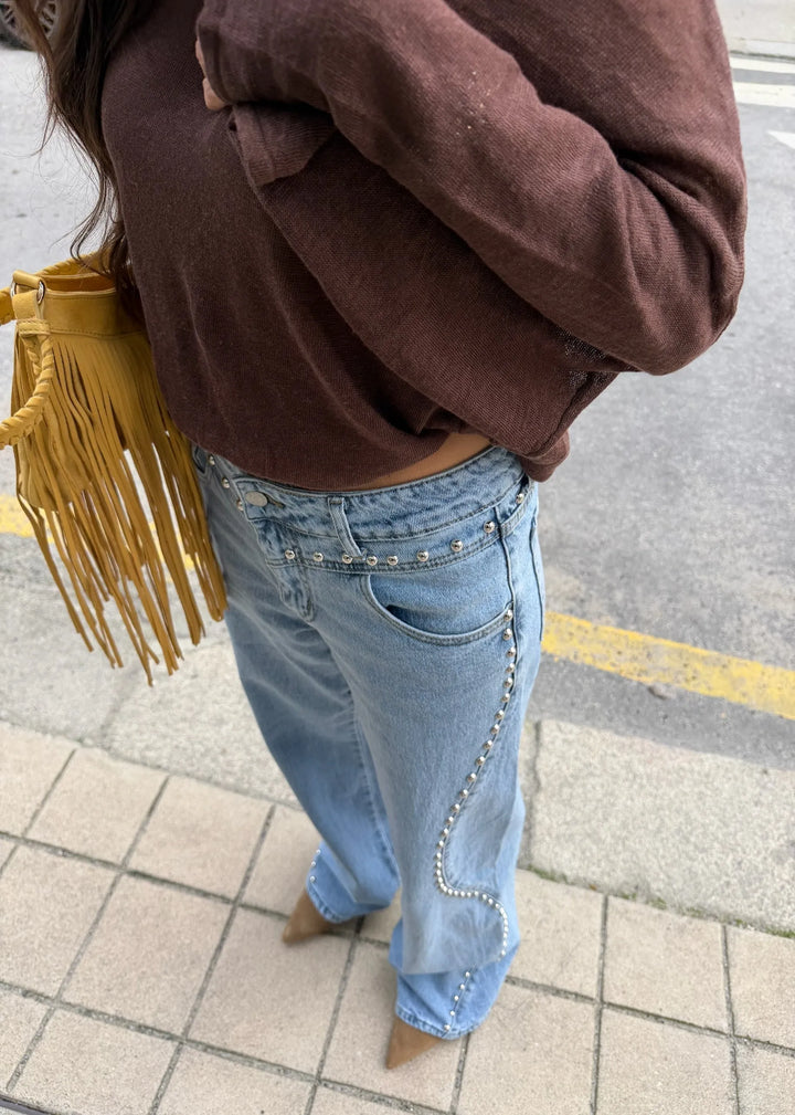 Rocío™ | Jeans de denim con tachuelas